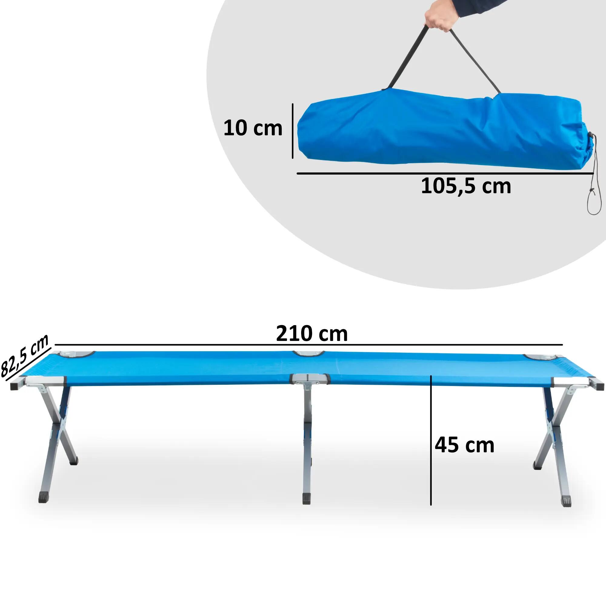 XXL Feldbett mit Tragetasche, Blau, Belastbar bis 200kg, 210 x 82,5 x 45 cm 3/4