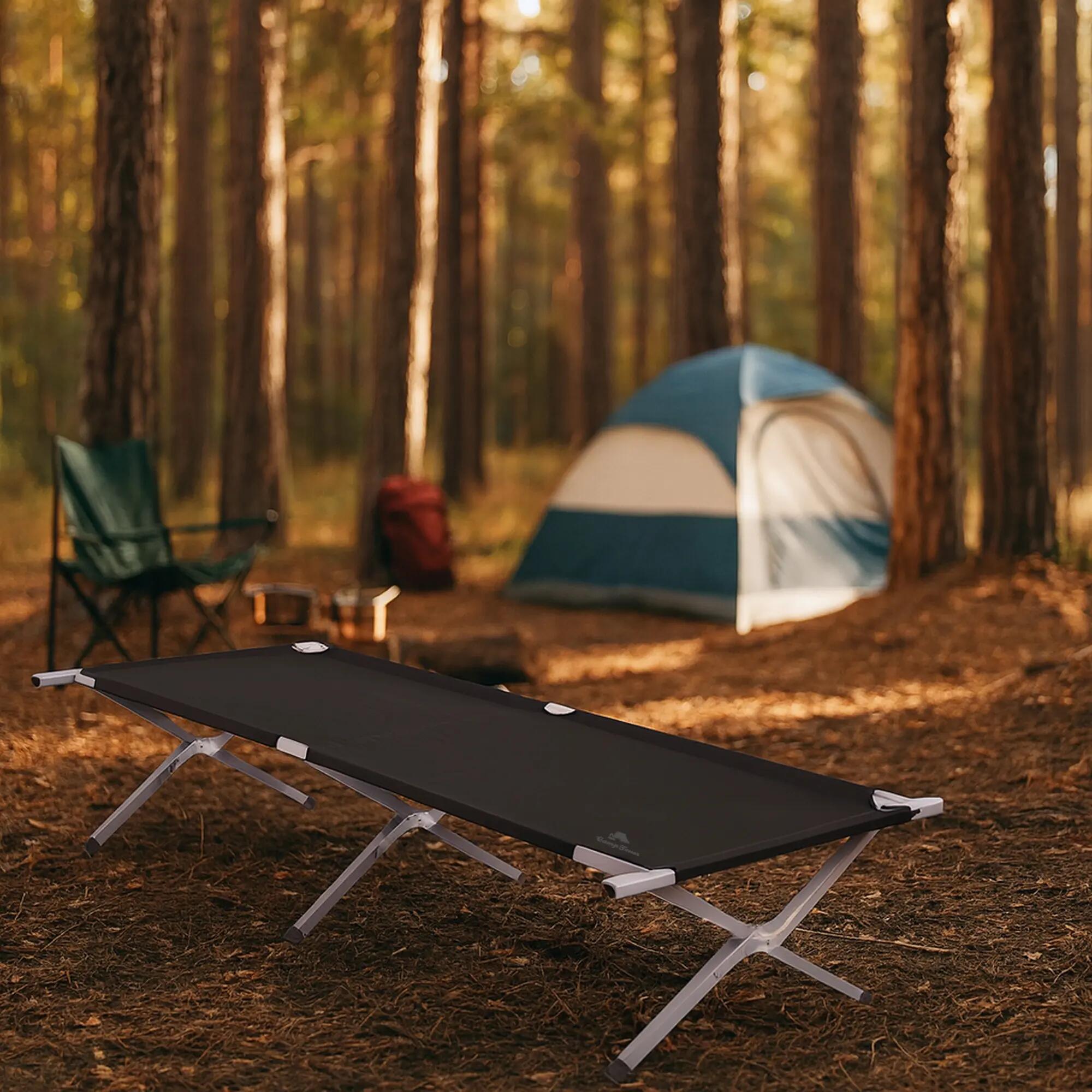 Feldbett mit Tragetasche, Schwarz, Belastbar bis 180kg, 190 x 74,5 x 45,5 cm 2/4