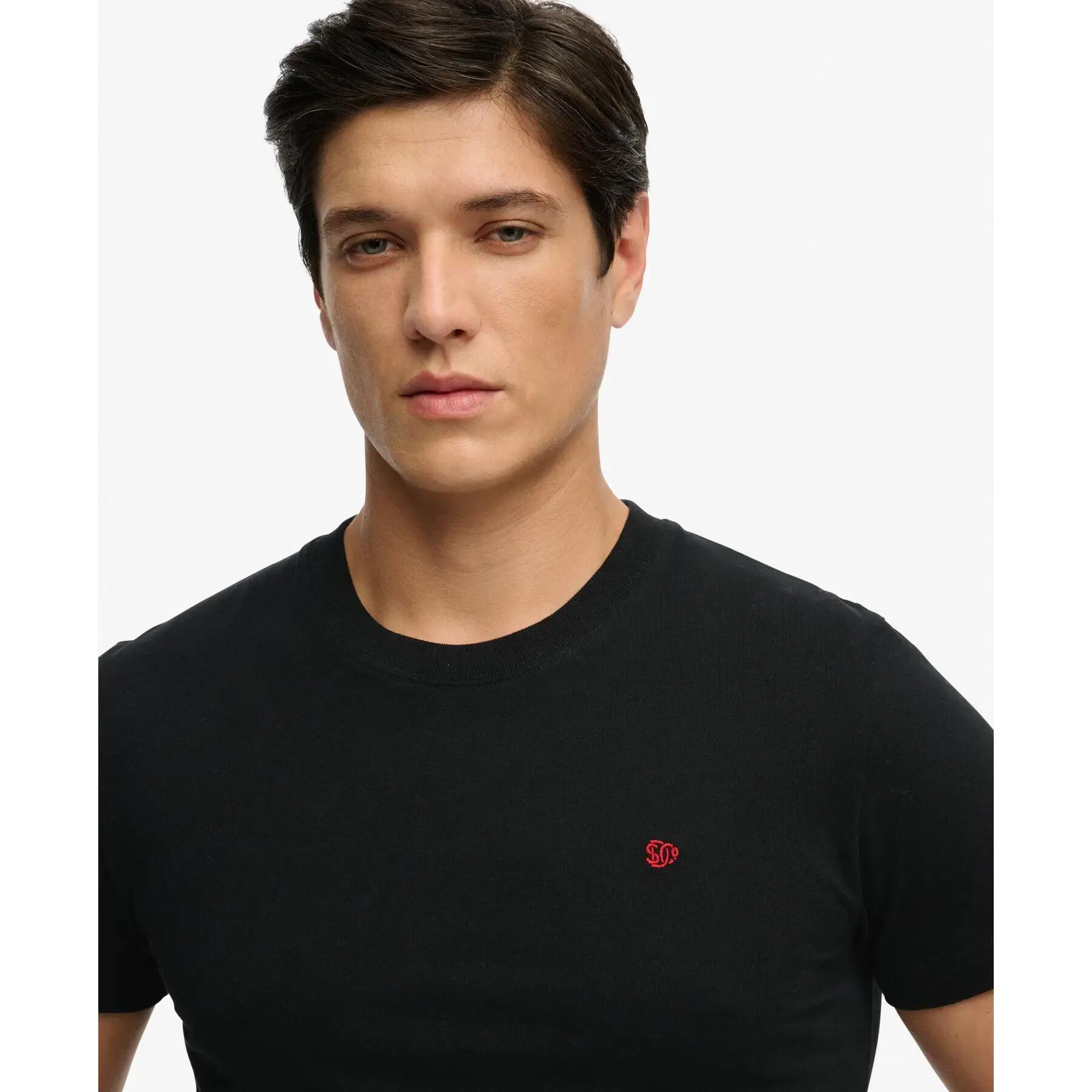superdry SD&Co Logo T‑Shirt bestickt — 100% Biobaumwolle, Slim Fit – BLACK/RED 6/7