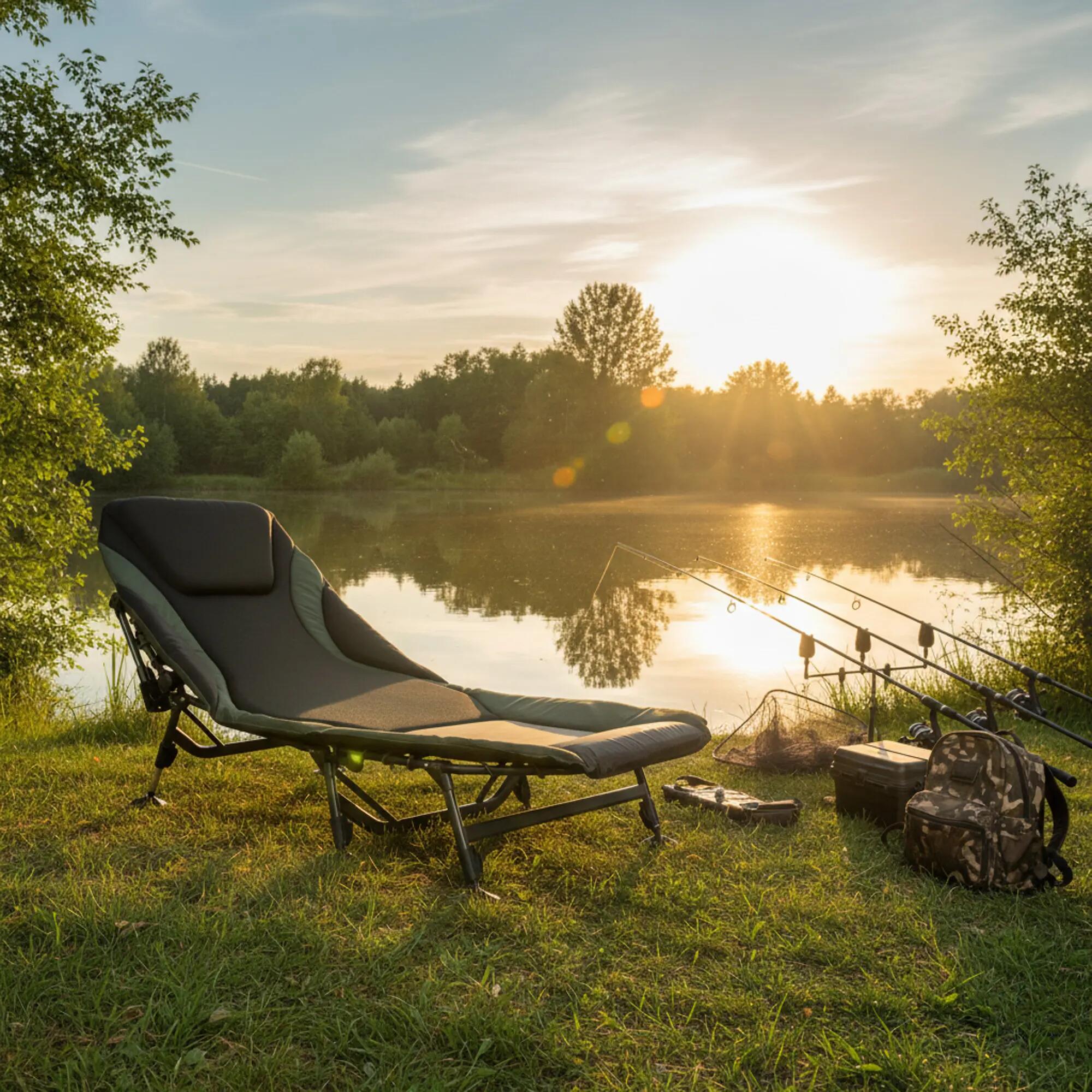 Karpfenliege XXL, 207 x 88 x 30-106 cm, Campingliege, faltbares Feldbett 2/9