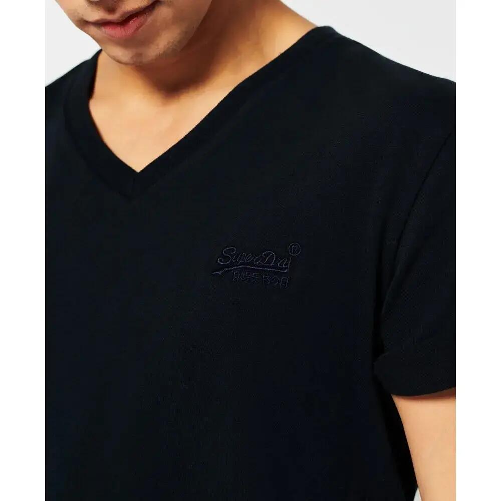 T-shirt con scollo a V in cotone biologico con logo ricamato 4/4