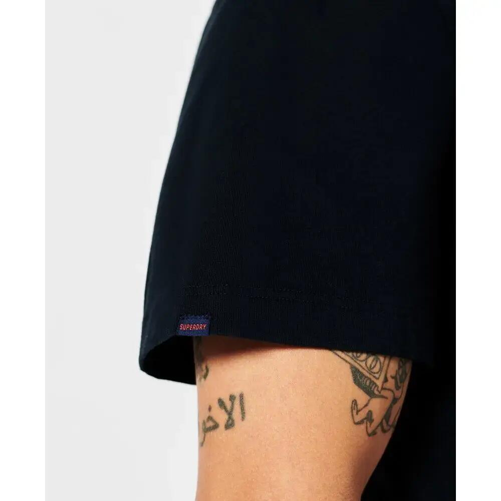 T-shirt con scollo a V in cotone biologico con logo ricamato 3/4