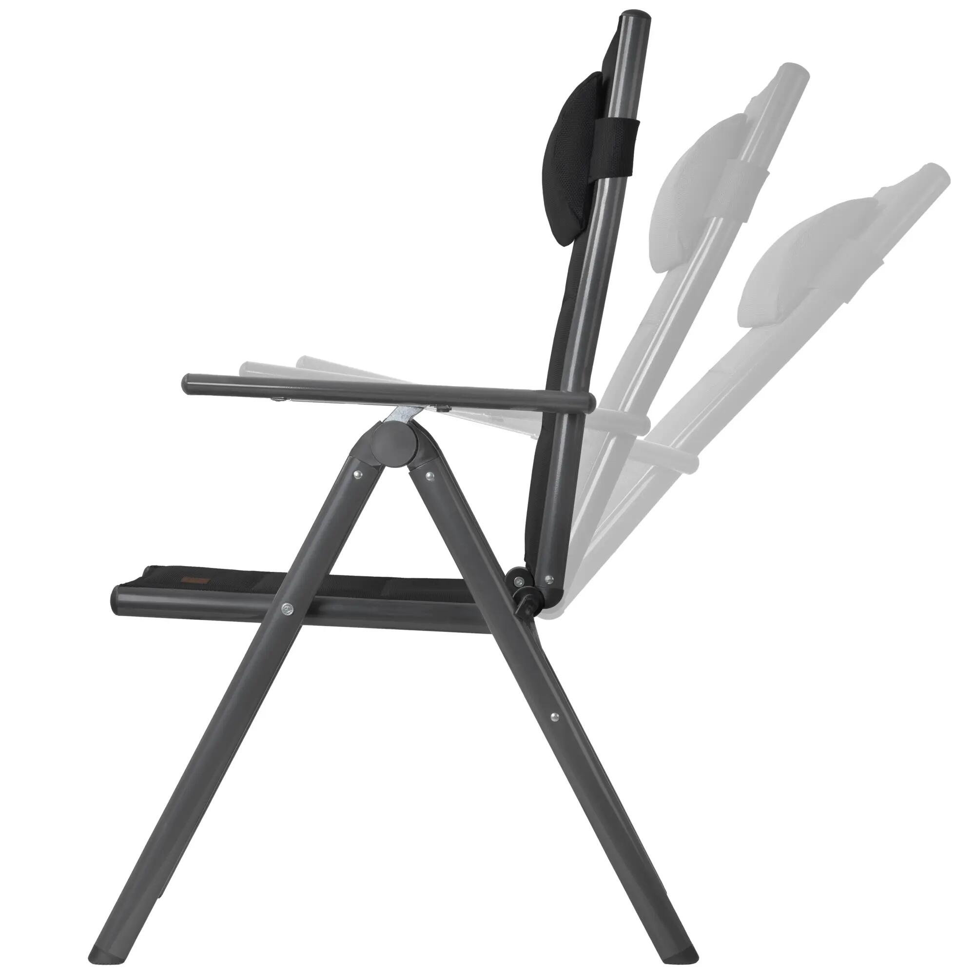 Campingstuhl, Schwarz, verstellbar, Gartenstuhl Hochlehner für Terrasse 4/6