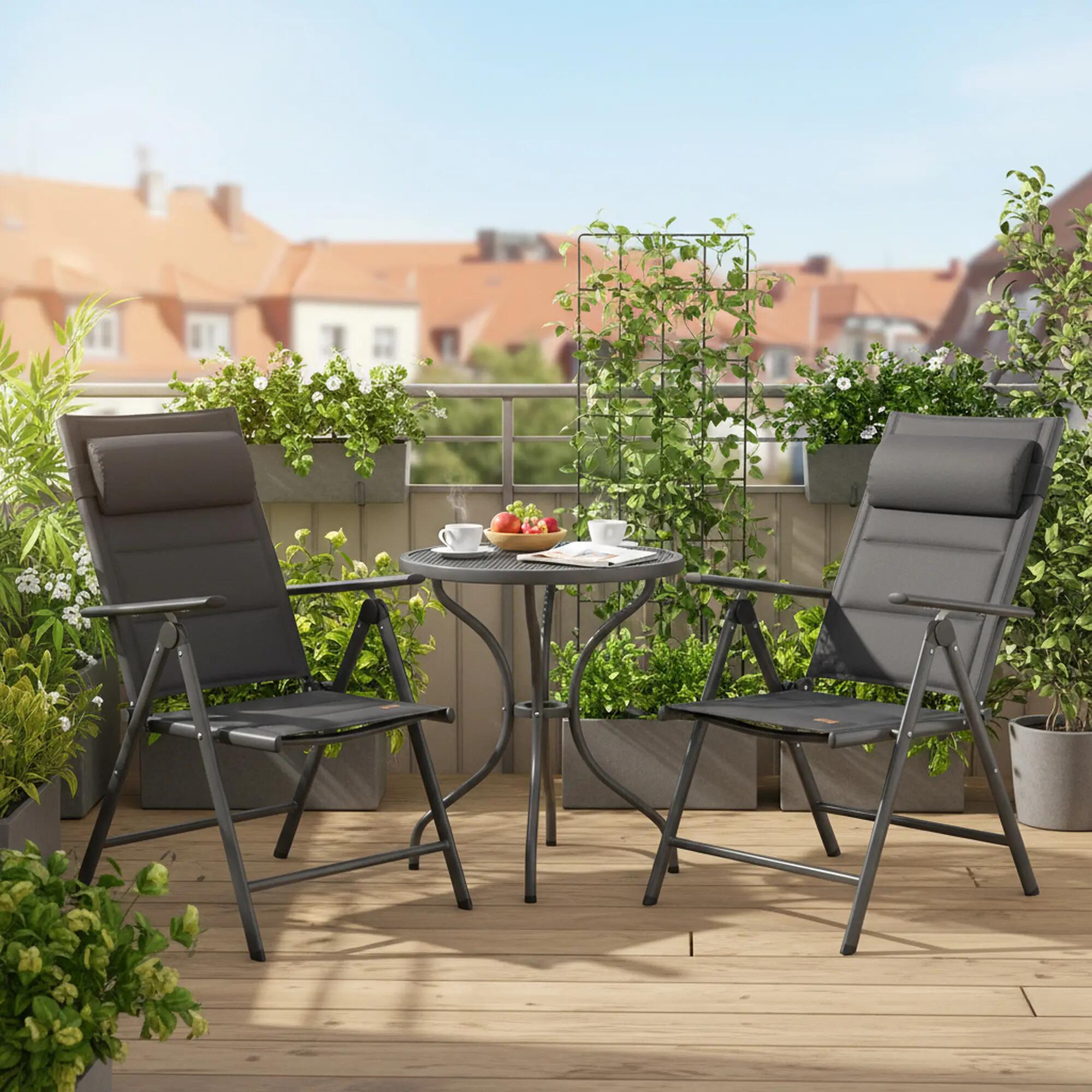 Campingstuhl, Anthrazit, verstellbar, Outdoor Gartenstuhl Hochlehner 2/6