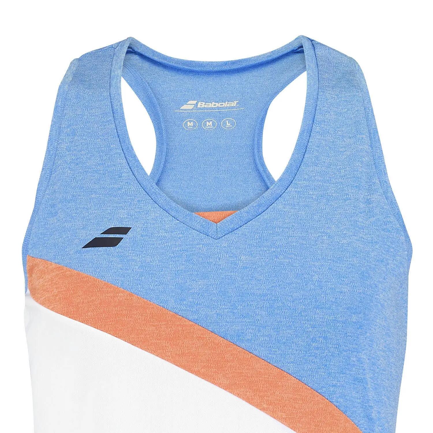 Maglietta Babolat Gioca Bianco Blu Arancione Donna 2/5