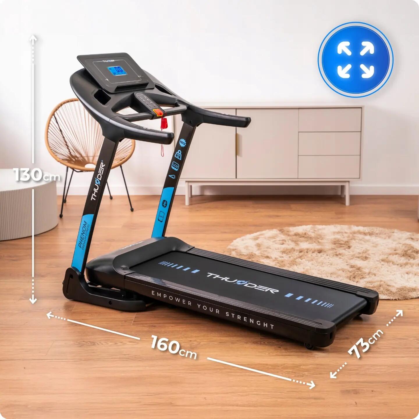 Futópad Thunder PHENOM-S-BLACK 120x45cm 18km/h FitShow dőlésszög állítás USB 2/12