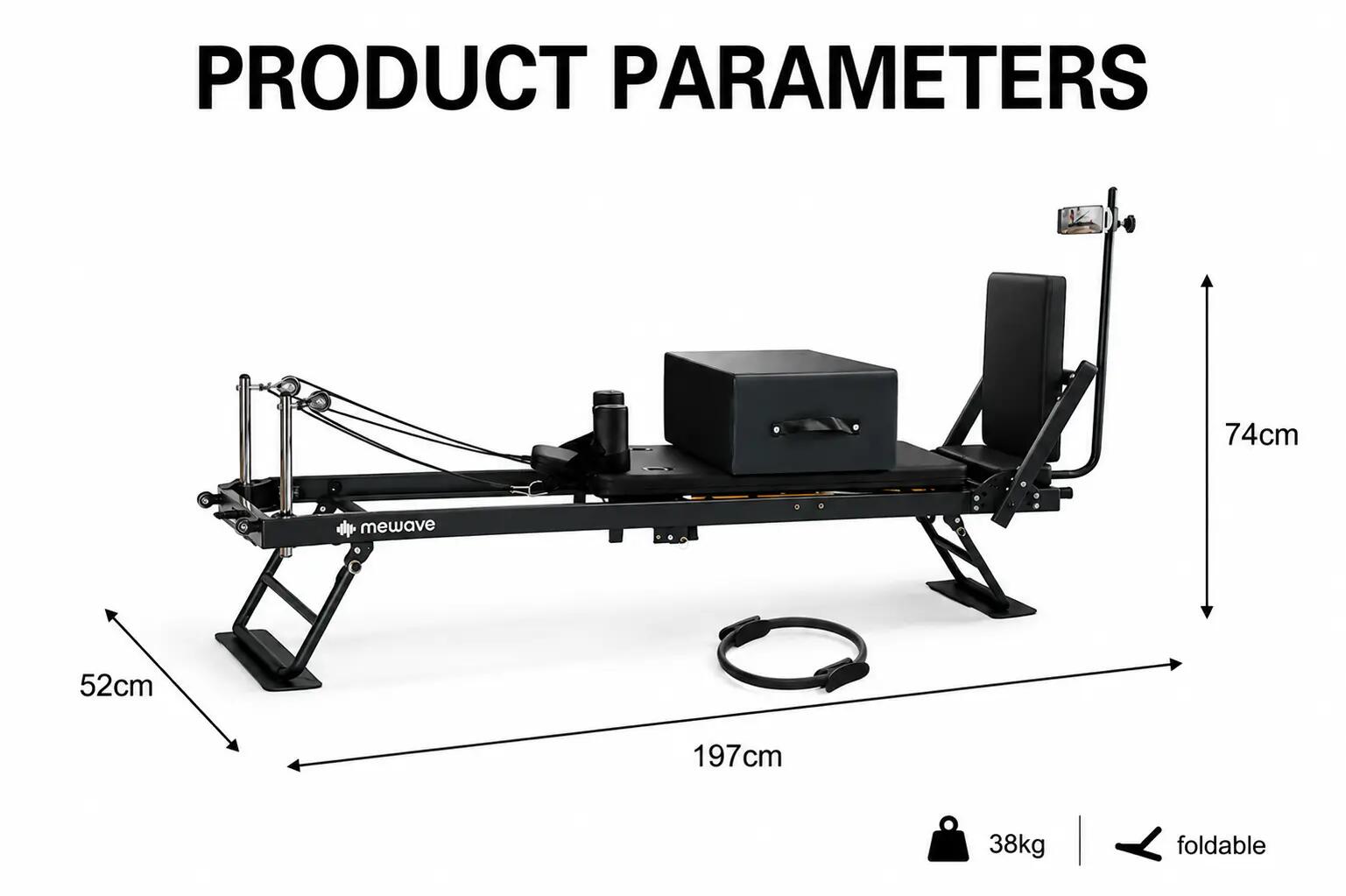 Bundle Pilates Reformer Pro – Pieghevole – Nero / PRE - ORDER 9/11