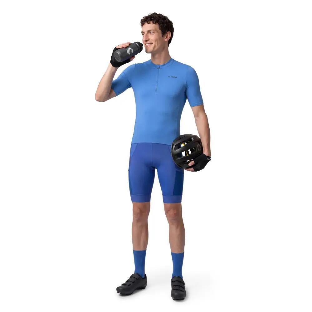 Maillot cyclisme gravel demi-zip homme GM5 Terraquest Blue Bleu 3/8