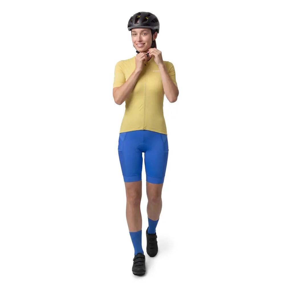Maglia da ciclismo gravel a maniche corte donna GM2-W Golden Pedals Green Giallo 3/8