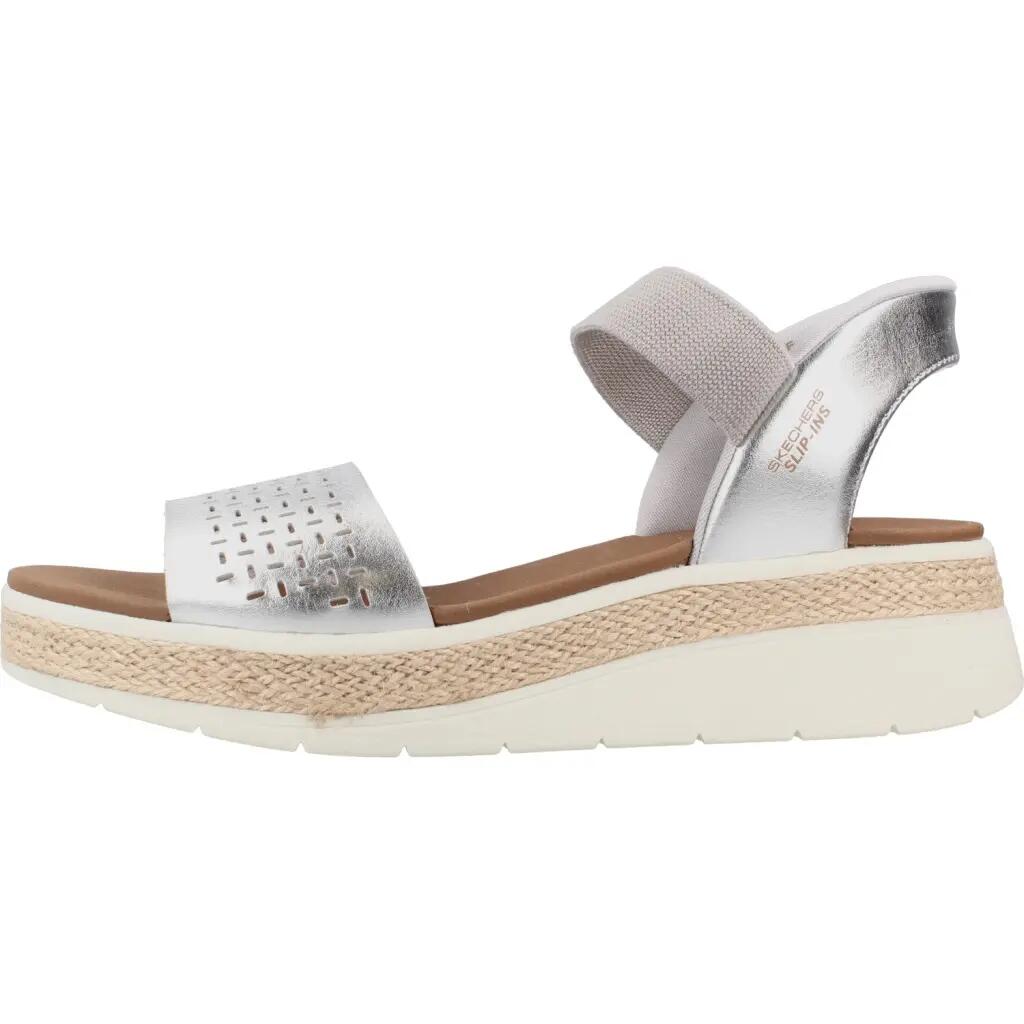 Sandały SKECHERS BOBS SUN RAY STEP ASIDE Srebrny 2/5