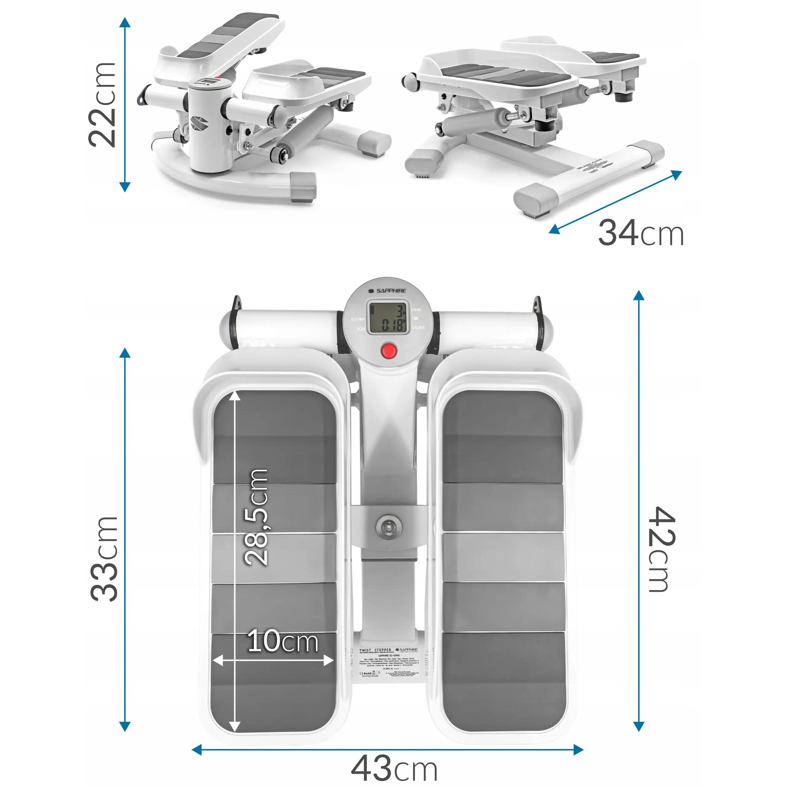 Stepper skrętny z linkami Sapphire SG-1090S do 120kg licznik LCD 11/12