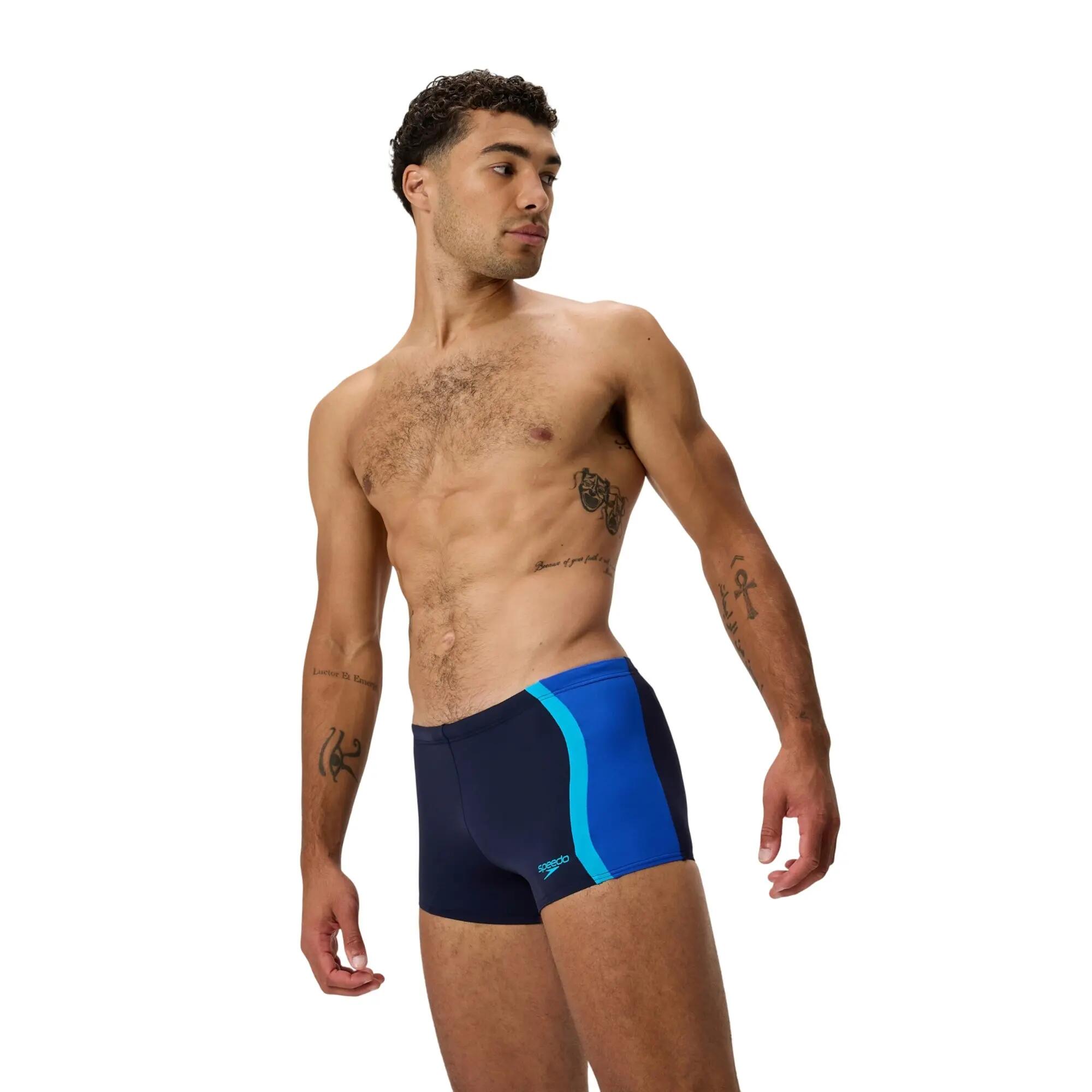 Short De Bain Motif/style Panneau Contrasté SPLICE Homme (Bleu Marine / Bleu) 4/7