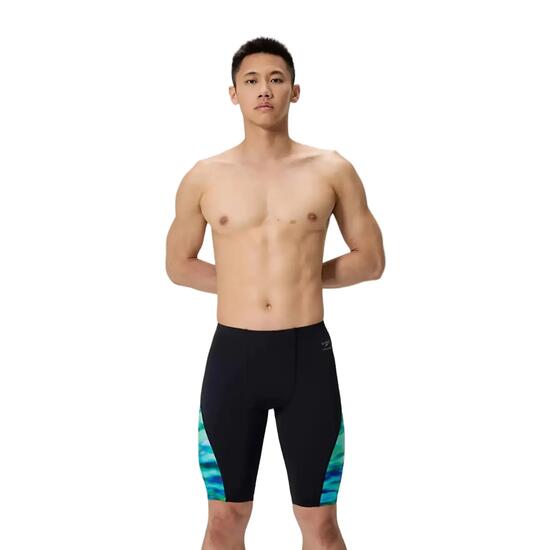 Jammer De Natation Motif/style Imprimé SPLICED Homme (Turquoise Vif / Noir)