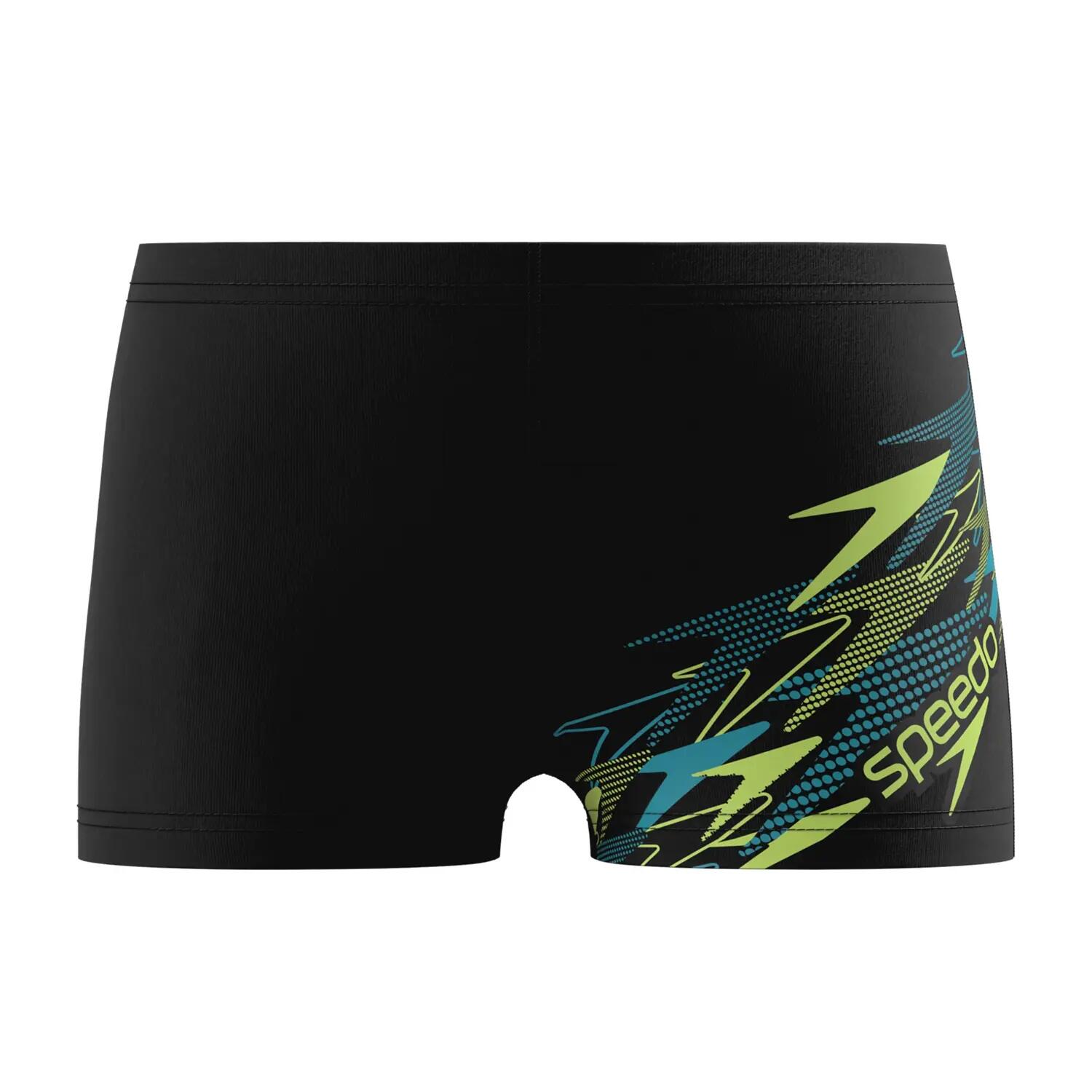 Short De Bain Moulant Motif/style Logo MEDLEY Garçon (Noir / Vert Imprimé) 1/5