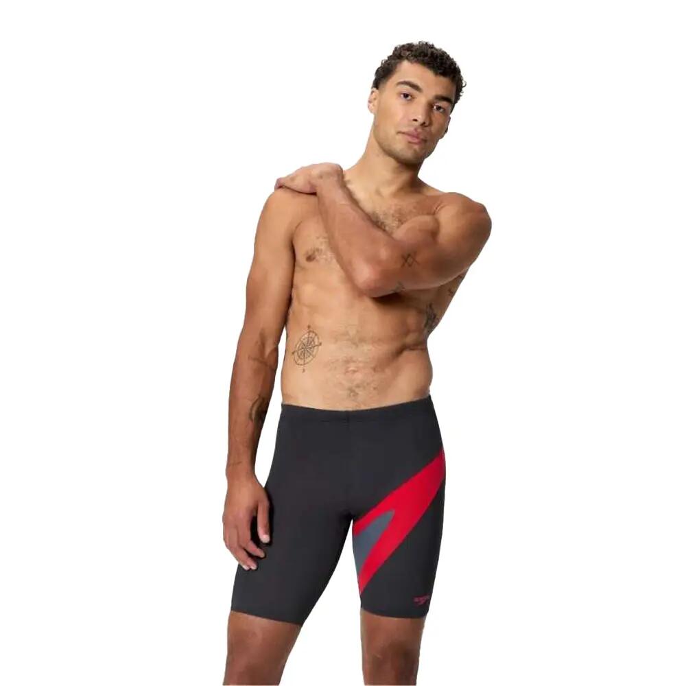 Hyperboom Stripe Logojammershorts voor heren (Zwart, Rood) 1/5