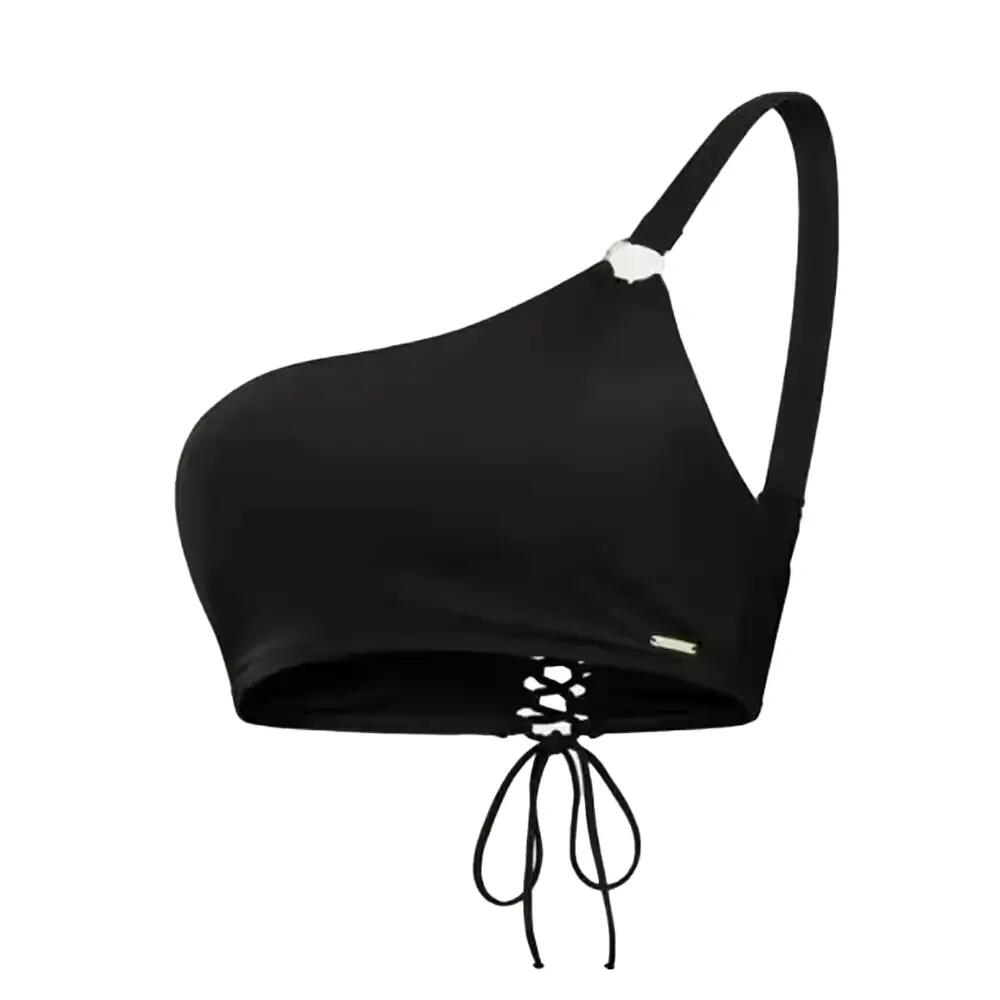 Haut De Maillot De Bain Uni Et Asymétrique Femme (Noir) 2/7