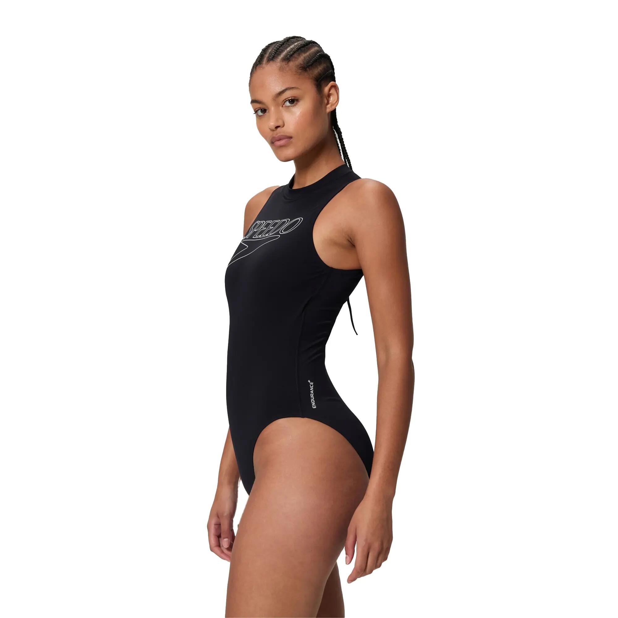 Maillot De Bain 1 Pièce Col Rasducou Motif/style Logo HYDRASUIT Femme (Noir) 6/7