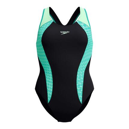 Maillot de bain Speedo Eco Endurance+ Placement Laneback Noir/Vert