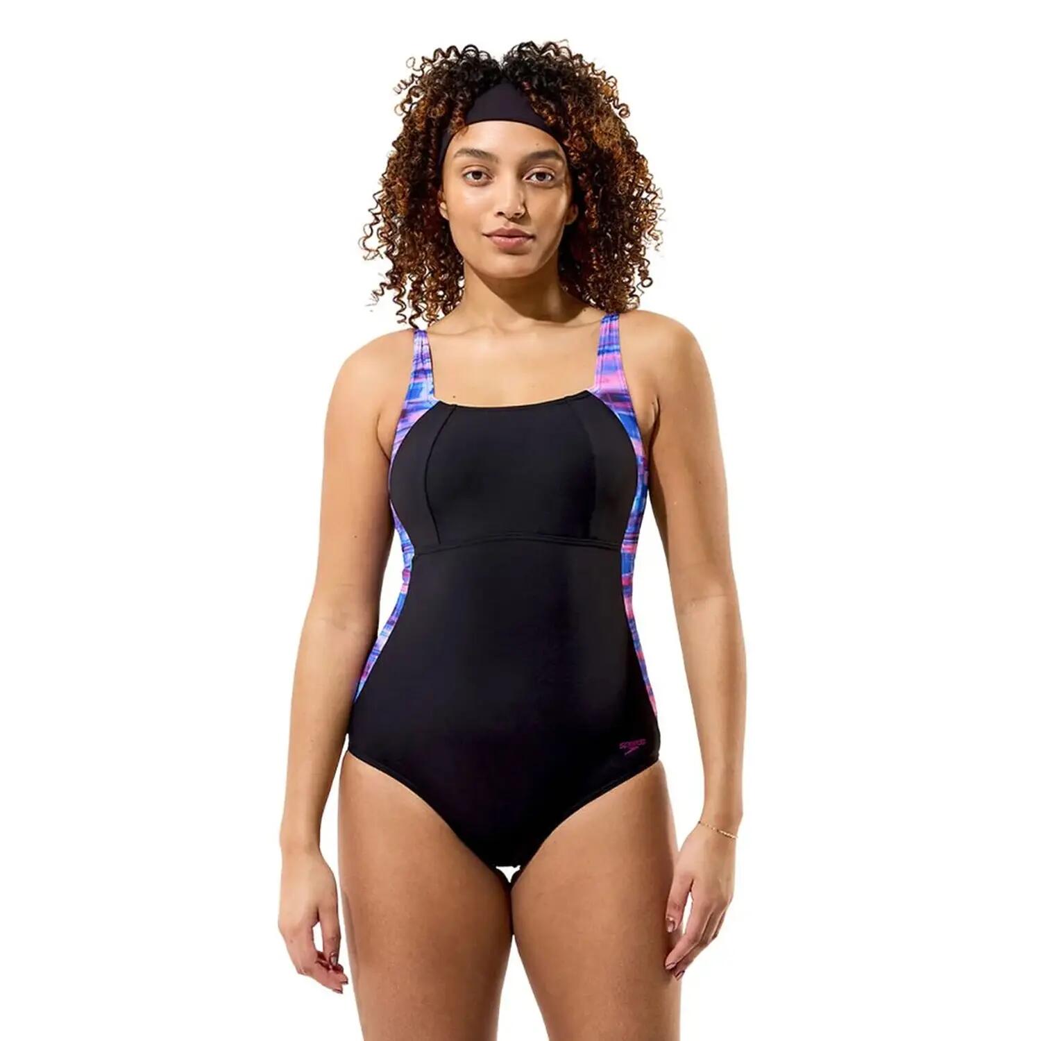 Luna Lustreeendelig zwempak met vervormd patroon voor dames (Zwart) 1/7