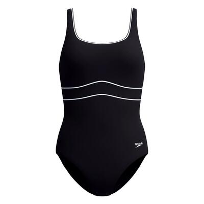 Speedo vormgevend contour eclipse-zwempak met print - zwart