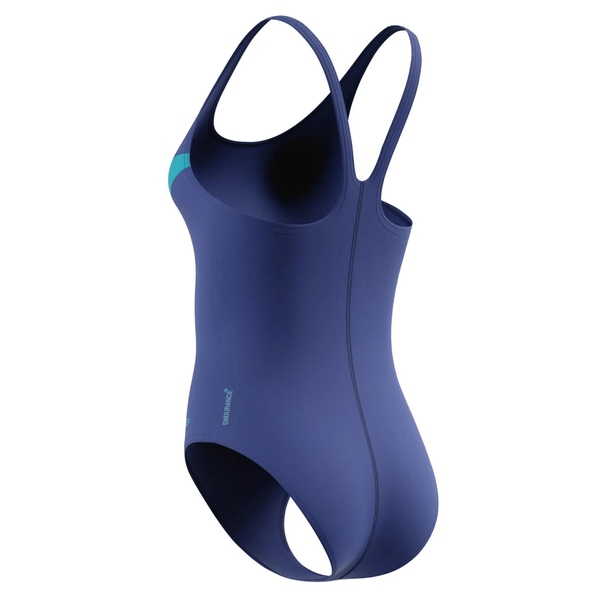 Hyperboomeendelig zwempak voor dames met vlinderrug (Blauw/Groen) 7/7