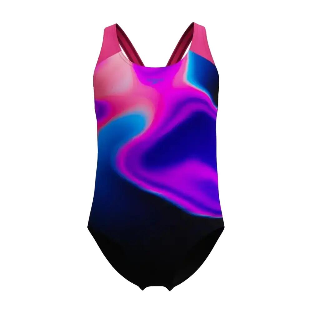 Girls Print Splashback One Piece Swimsuit (Pink)