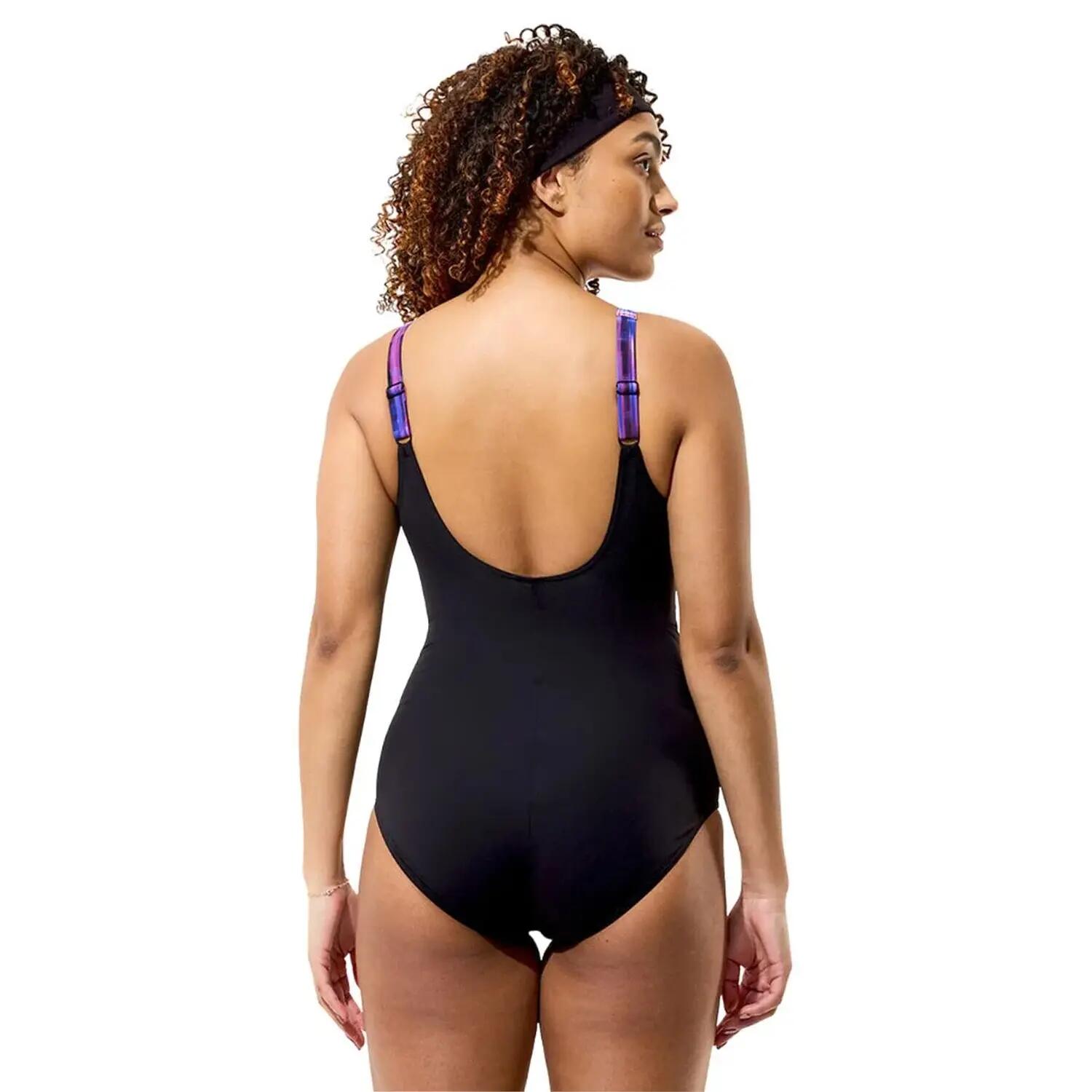 Luna Lustreeendelig zwempak met vervormd patroon voor dames (Zwart) 4/7