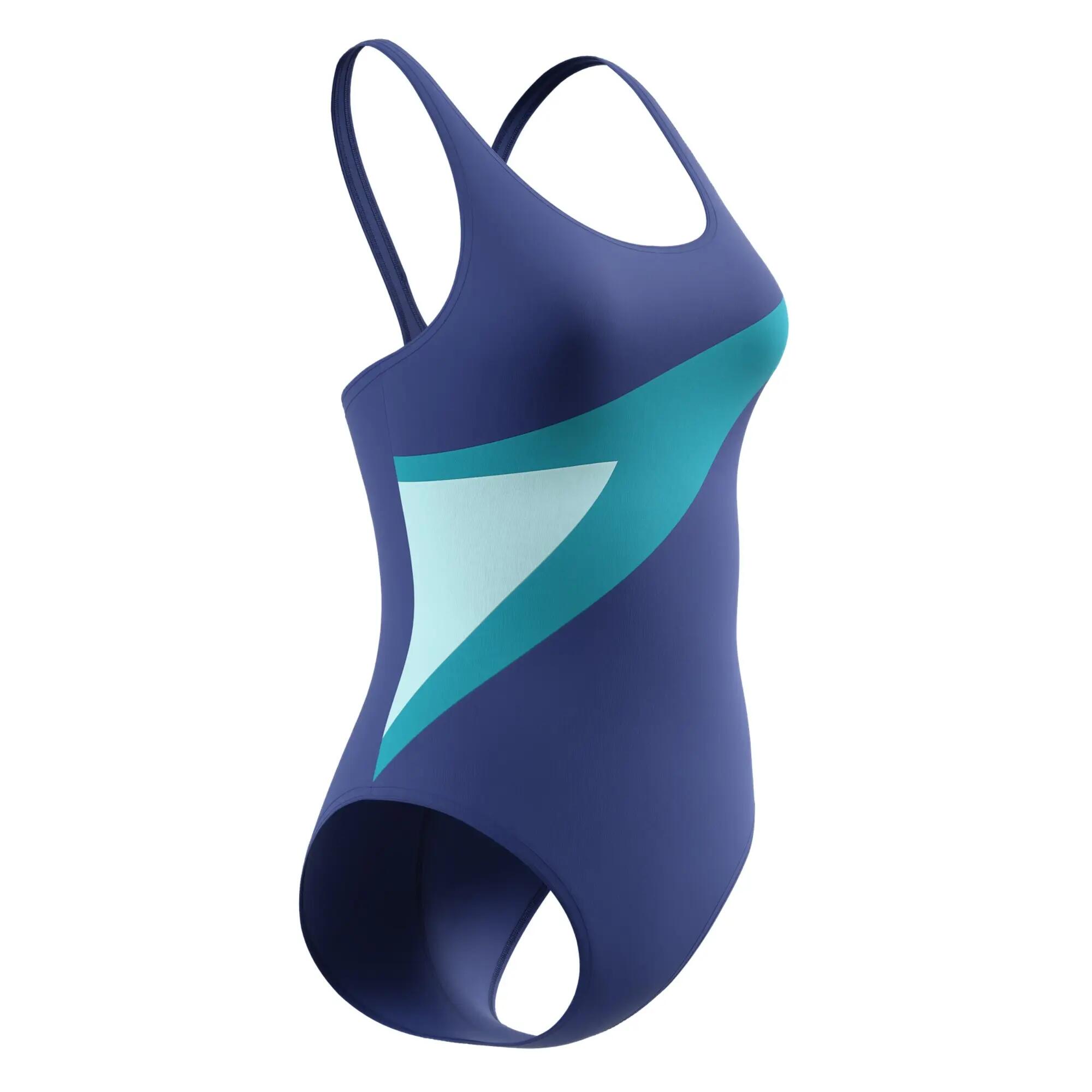 Hyperboomeendelig zwempak voor dames met vlinderrug (Blauw/Groen) 4/7