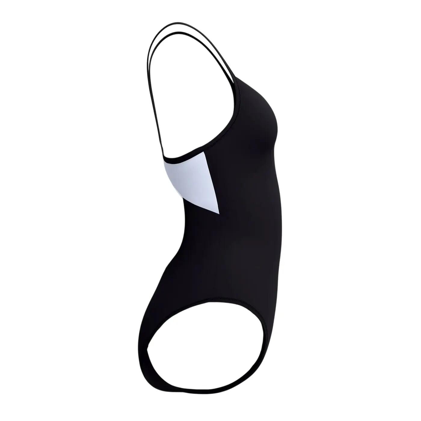 Maillot De Bain 1 Pièce Motif/style Bicolore Femme (Noir) 4/7