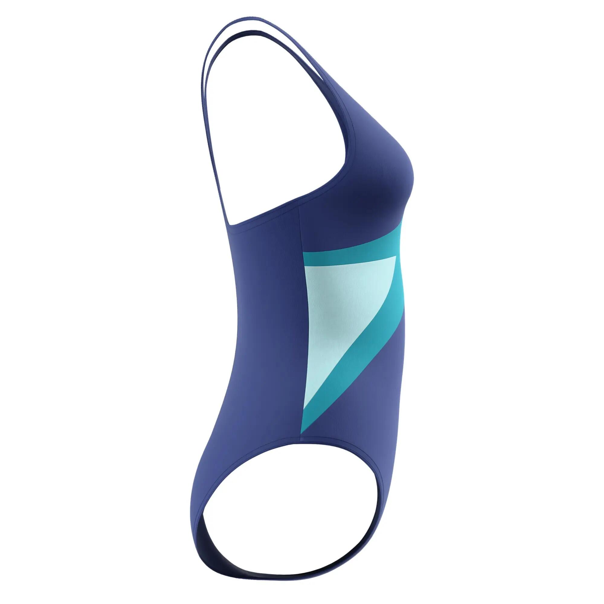 Hyperboomeendelig zwempak voor dames met vlinderrug (Blauw/Groen) 3/7