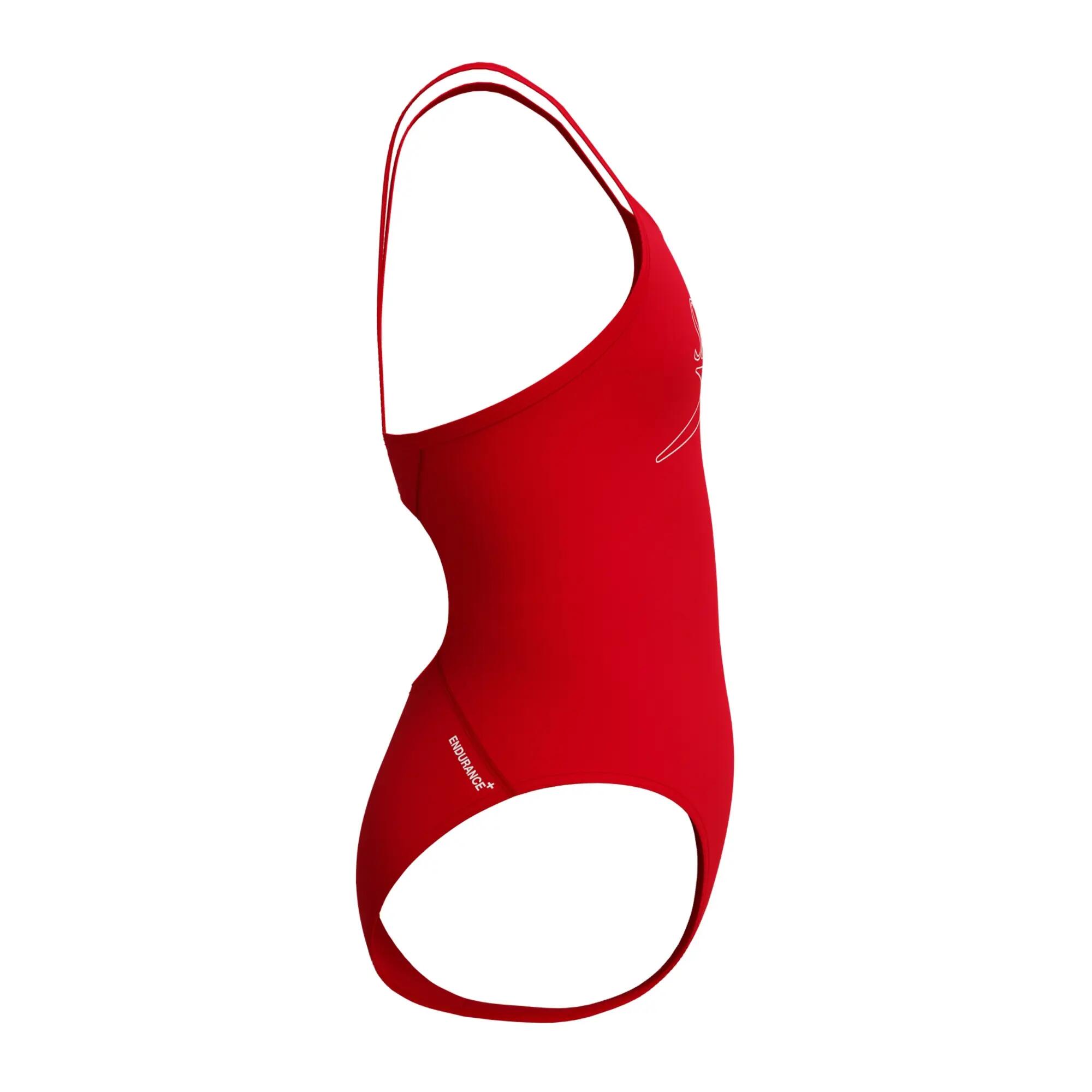 Speedo Girls Endurance+ Logo Thinstrap Swimsuit - Red - 8Y 3/6