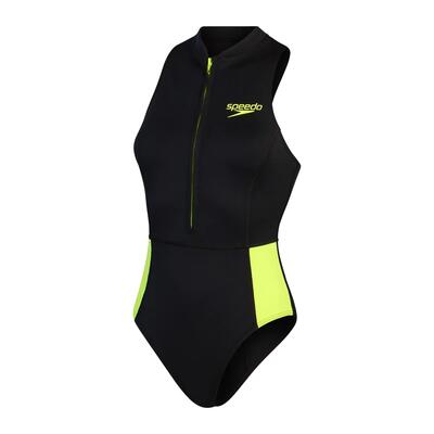 Costume Da Bagno Intero Blocchi Di Colore Tessuto Termico Senza Maniche Donna