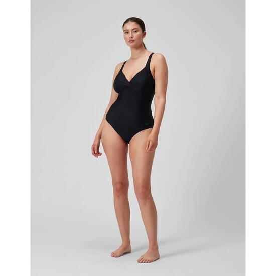 Maillot De Bain 1 Pièce Uni À Col V Et Effet Gainant Femme (Noir)