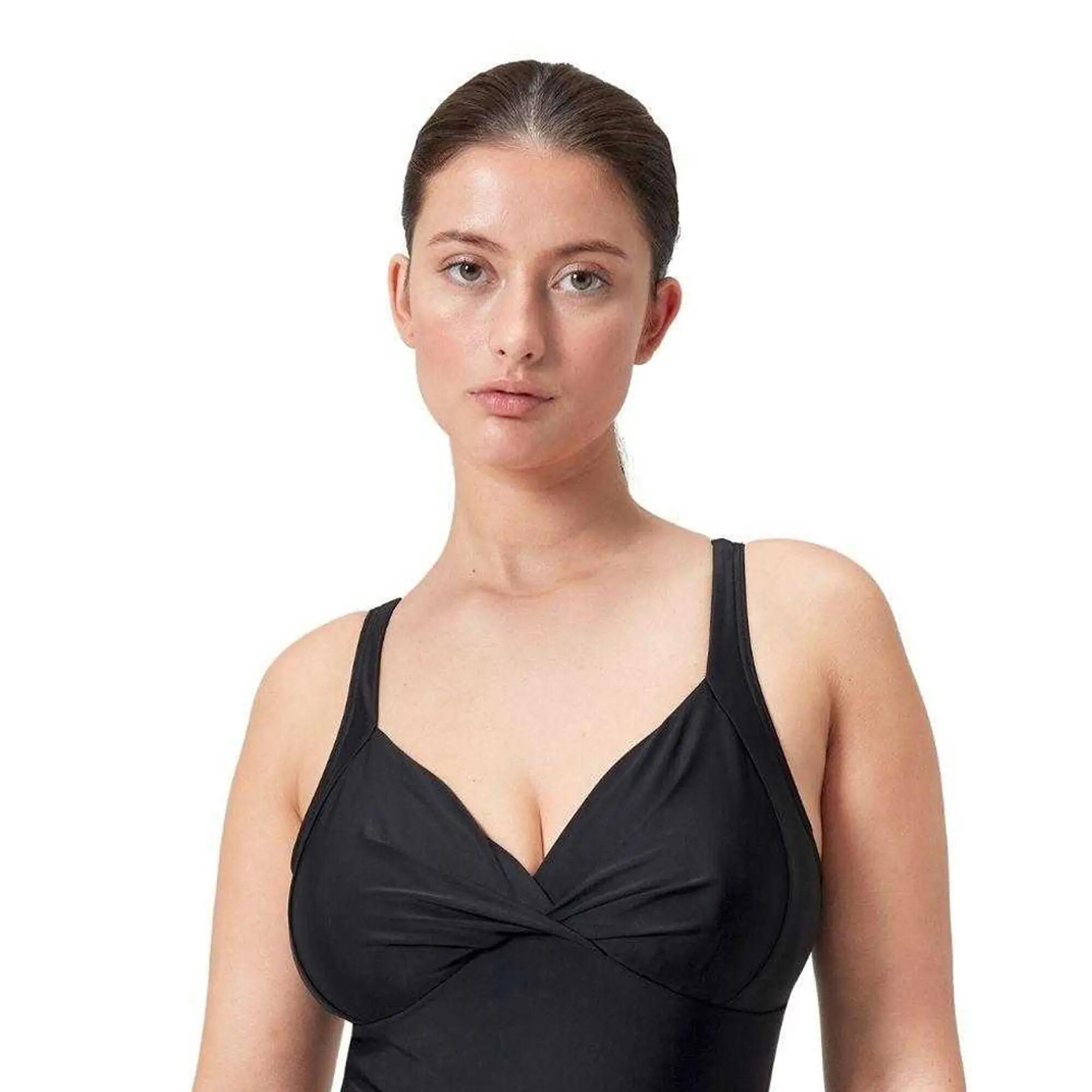 Maillot De Bain 1 Pièce Uni À Col V Et Effet Gainant Femme (Noir) 4/7