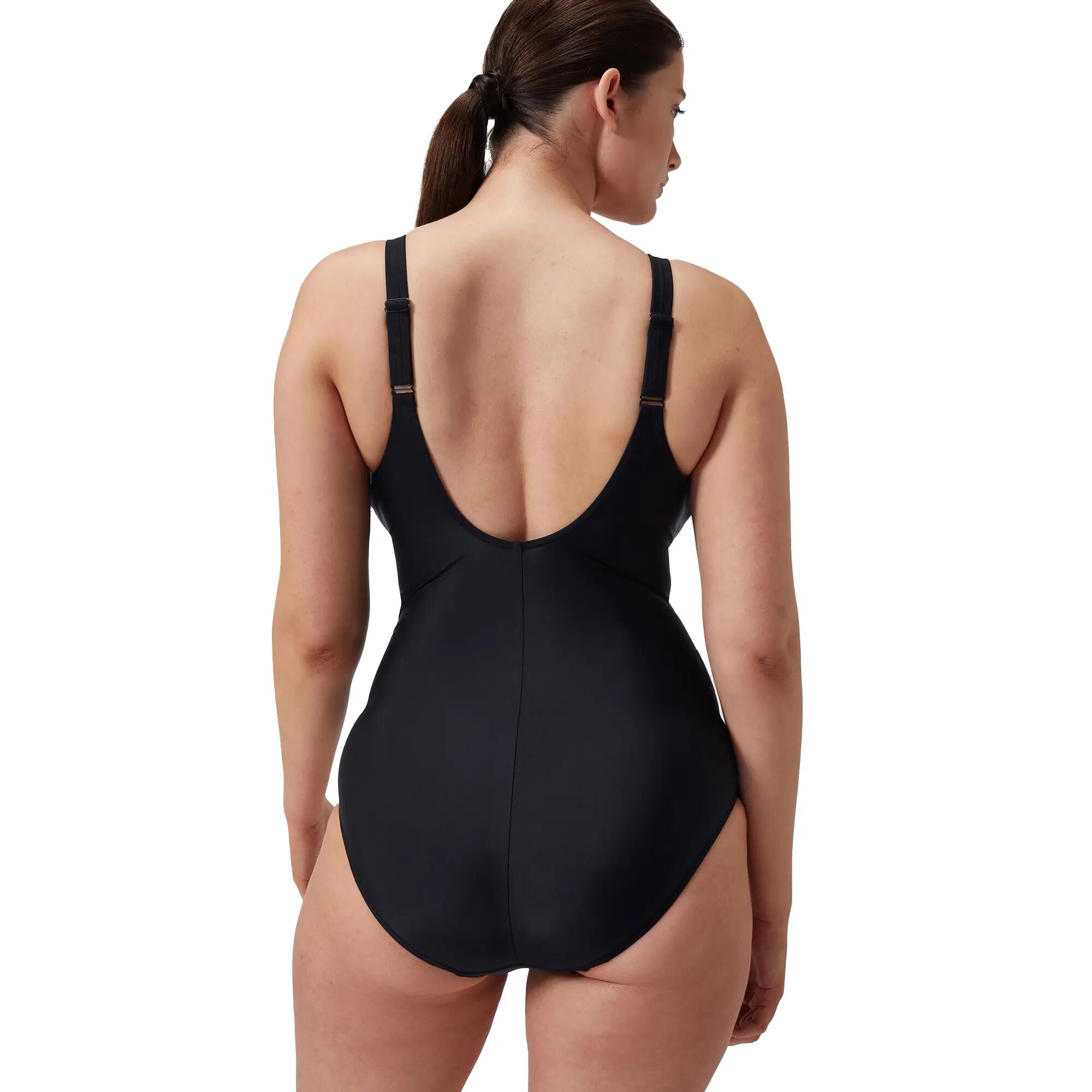 Maillot De Bain 1 Pièce Uni À Col V Et Effet Gainant Femme (Noir) 3/7