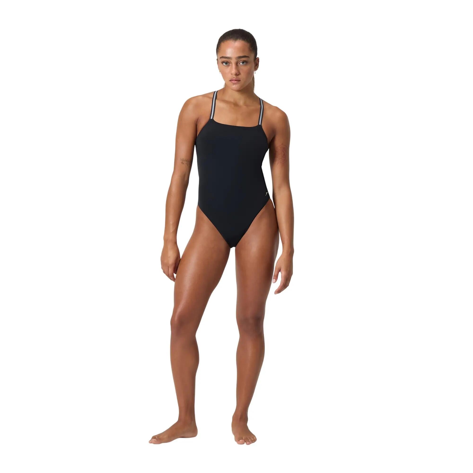 Maillot De Bain 1 Pièce Dos Découpé En V ACTIVE Femme (Noir) 4/7