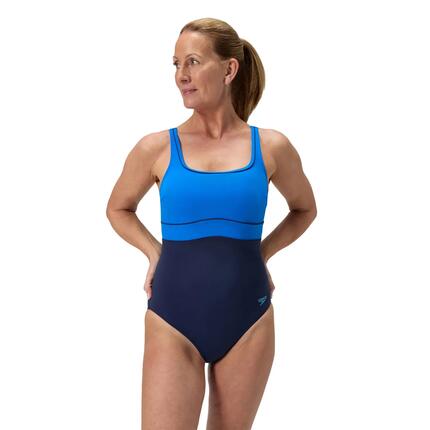 Maillot De Bain 1 Pièce Bicolore Motif/style Contour ECLIPSE Femme (Bleu)