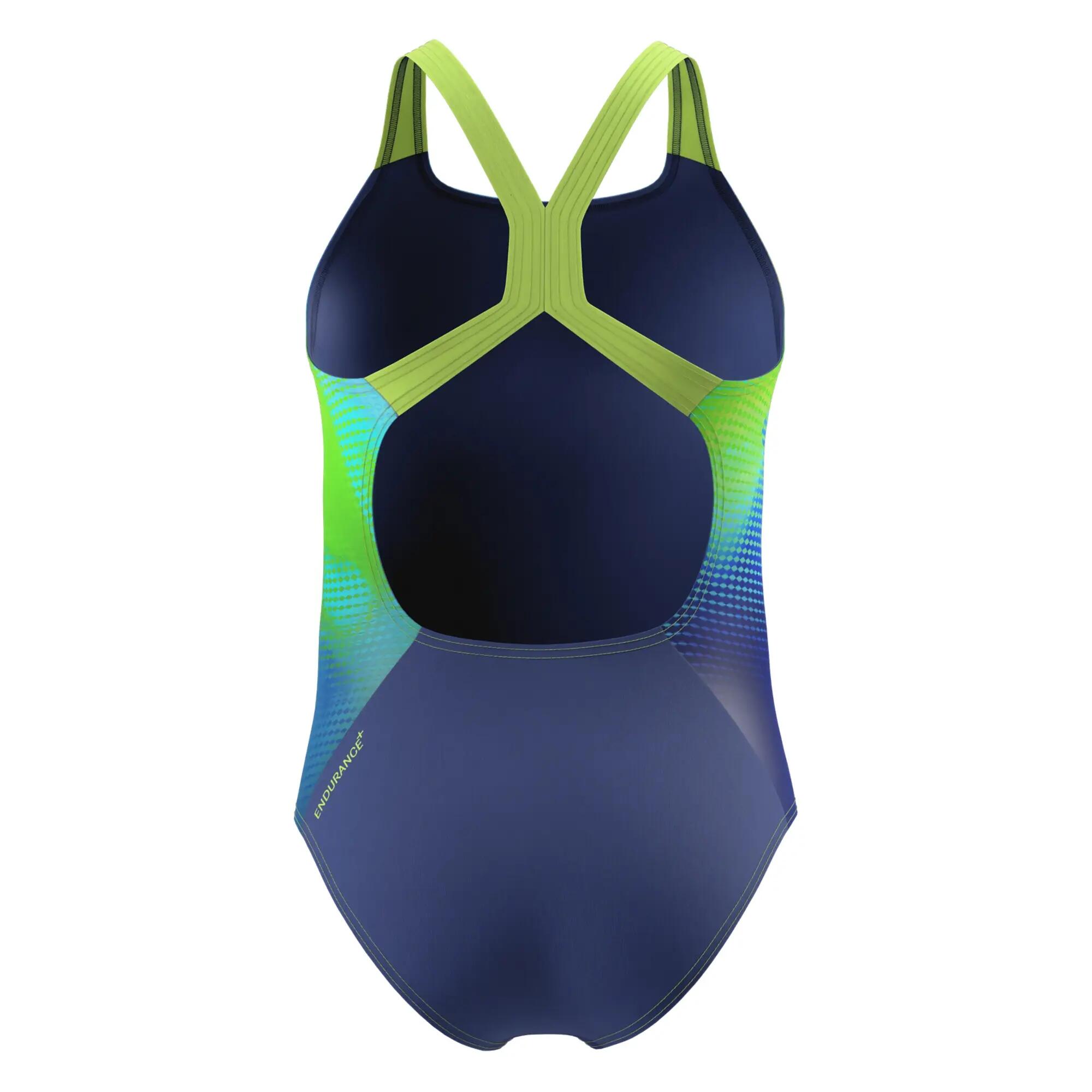 Bañador Entero de Una Pieza Diseño Impreso Niñas Azul, Verde 2/6