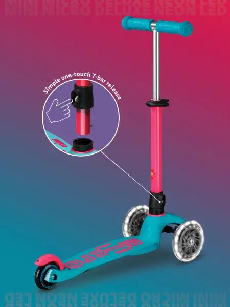 Trottinette enfant 3 roues - Mini  Deluxe Néon LED - Marine Pink 7/7