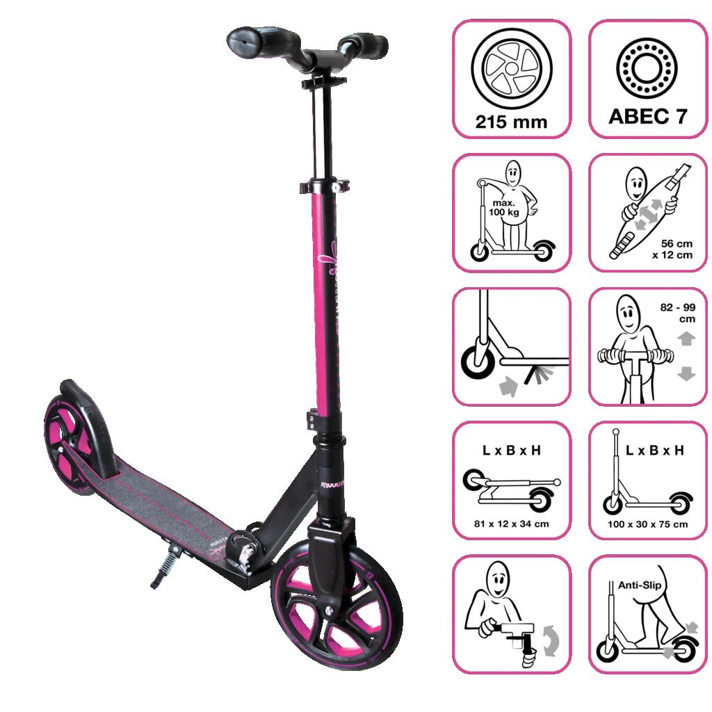 muuwmi Kickscooter Pro 215 mm pink