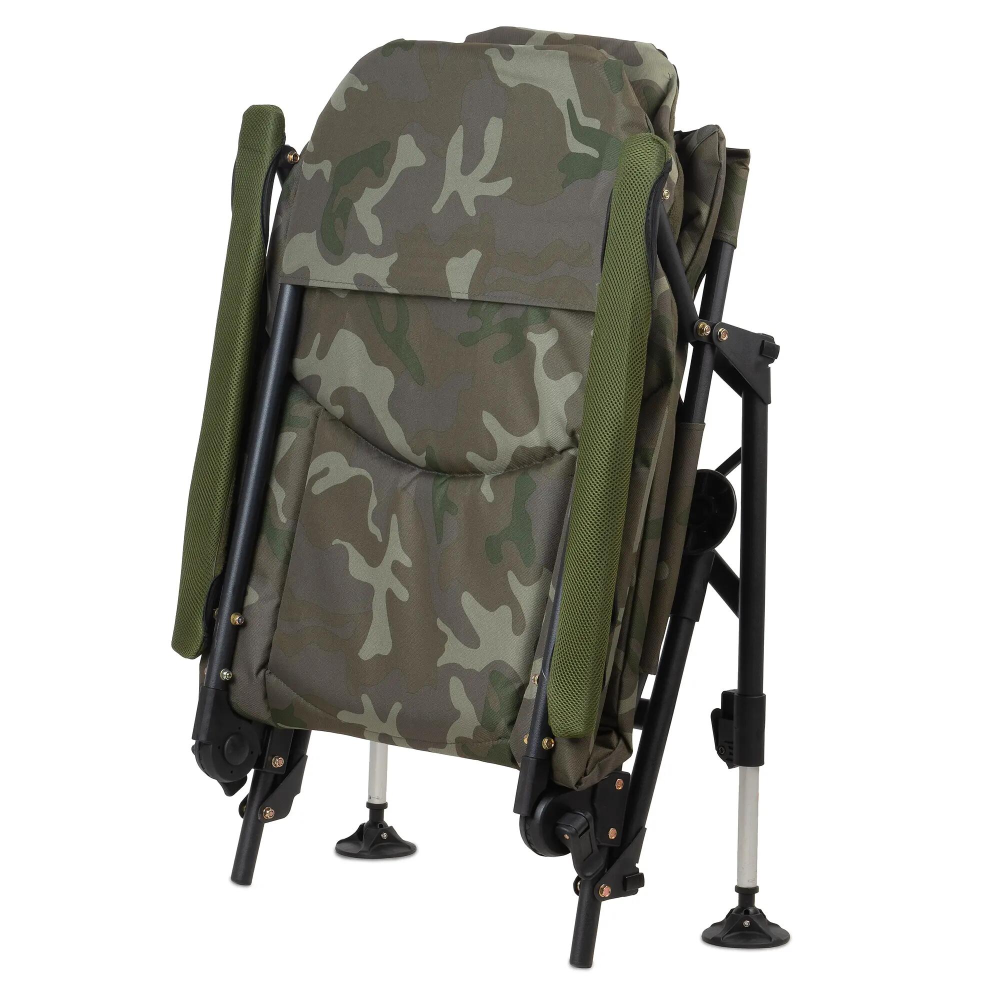 Angelstuhl, Camouflage olivgrün, Höhenverstellbarer und Faltbarer Campingstuhl 7/10