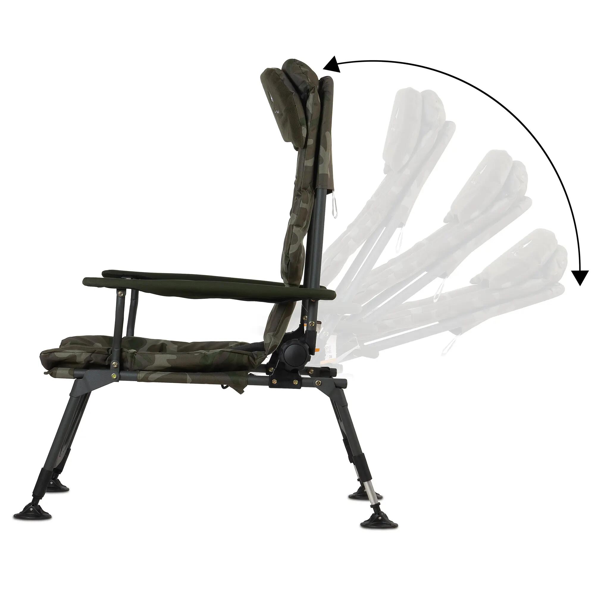 Angelstuhl, Camouflage olivgrün, Höhenverstellbarer und Faltbarer Campingstuhl 4/10