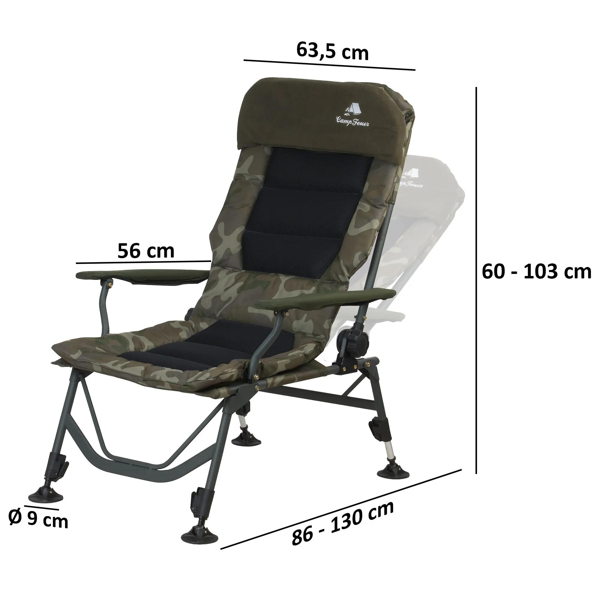 Angelstuhl, Camouflage olivgrün, Höhenverstellbarer und Faltbarer Campingstuhl 3/10