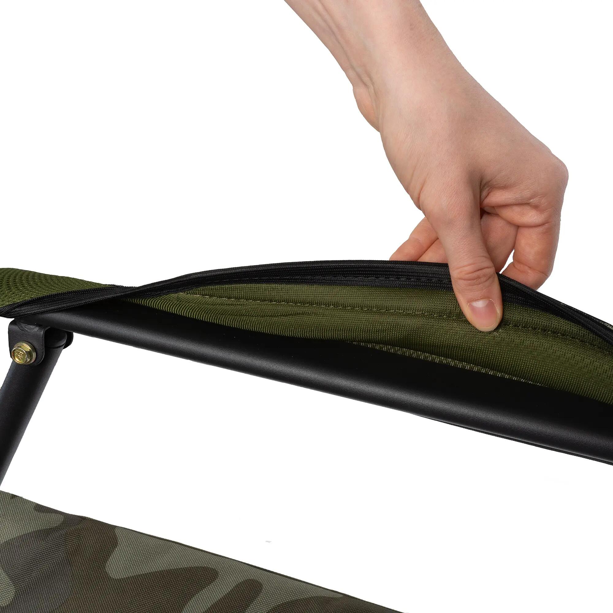 Angelstuhl, Camouflage olivgrün, Höhenverstellbarer und Faltbarer Campingstuhl 10/10