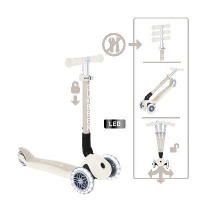 Monopattino a 3 ruote JUNIOR FOLDABLE LIGHTS ECOLOGIC - Verde pistacchio