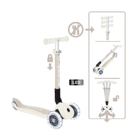 Trottinette 3 roues JUNIOR FOLDABLE LIGHTS ESSENTIAL - Pêche