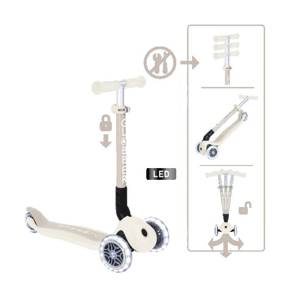 Monopattino a 3 ruote JUNIOR FOLDABLE LIGHTS ECOLOGIC - Verde pistacchio