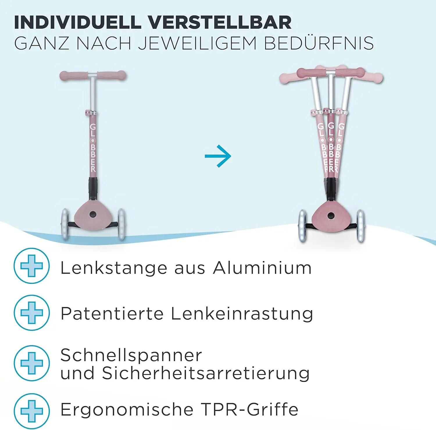 Patinete de 3 ruedas JUNIOR FOLDABLE LIGHTS ECOLOGIC - Rosa baya 6/15