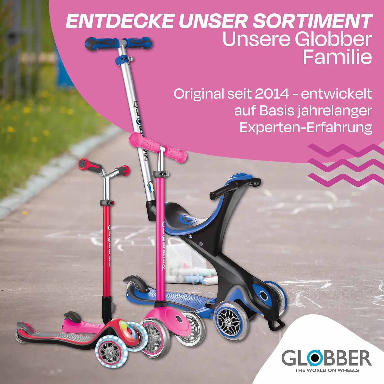 GLOBBER ELITE DELUXE LIGHTS pink, mit Leuchtrollen 8/15