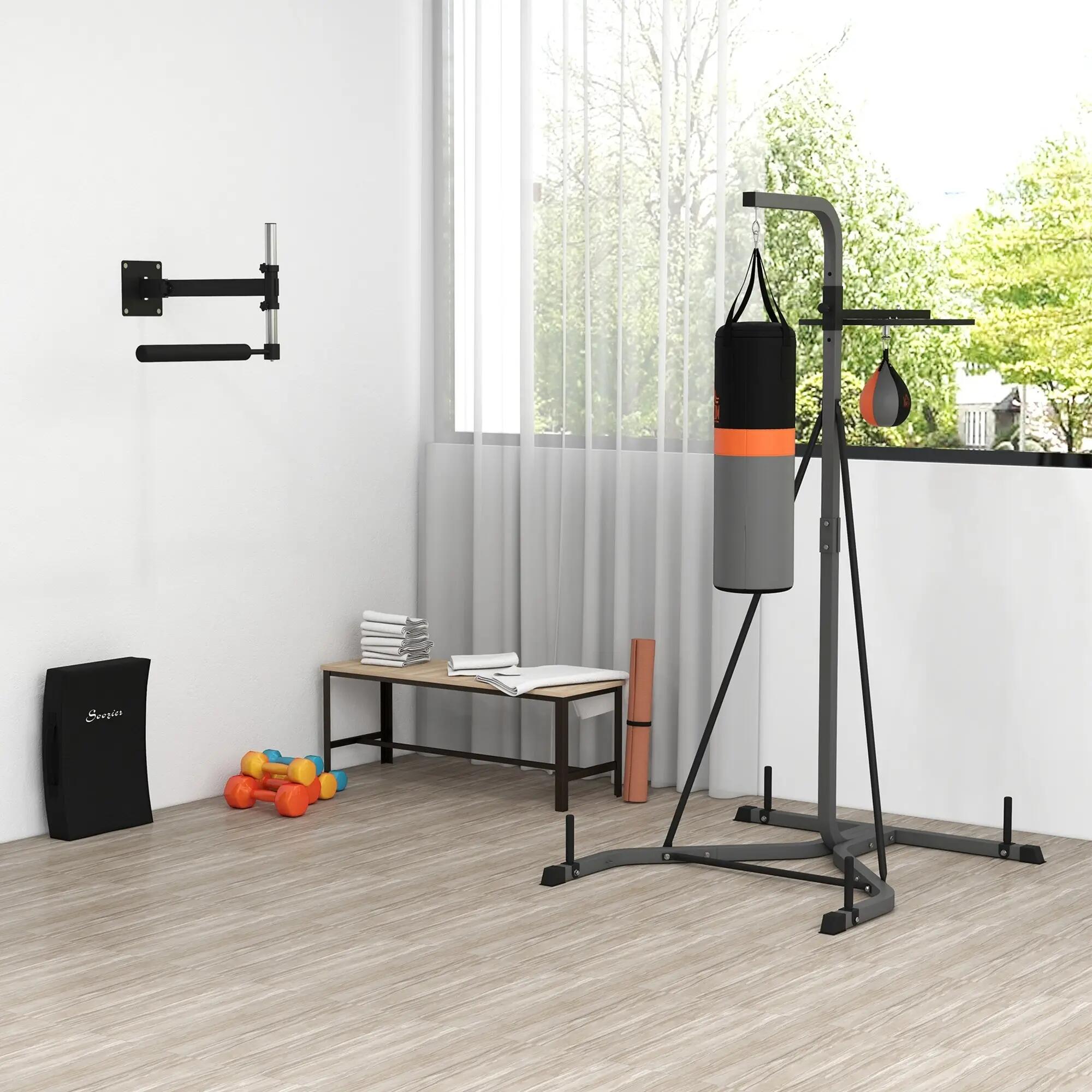 Soporte de Saco de Boxeo 2 en 1 Altura Ajustable 167-187 cm Carga 100Kg 5/6